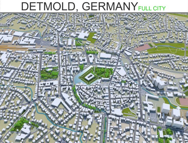 detmold city germany 40km 3D Model .c4d .max .obj .3ds .fbx .stl .blend 