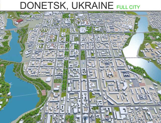 donetsk city ukraine 40km 3D Модель .c4d .max .obj .3ds .fbx .stl .blend 