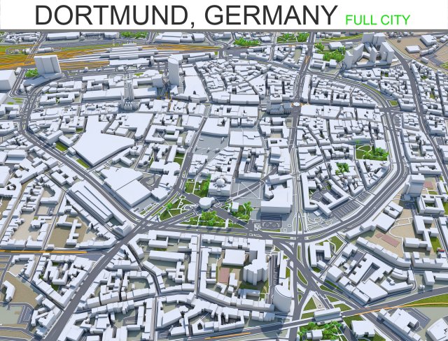 dortmund city germany 45 km 3D Model .c4d .max .obj .3ds .fbx .stl .blend