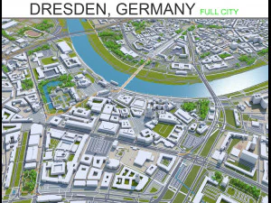 Dresden şehri almanya 40km 3D Model
