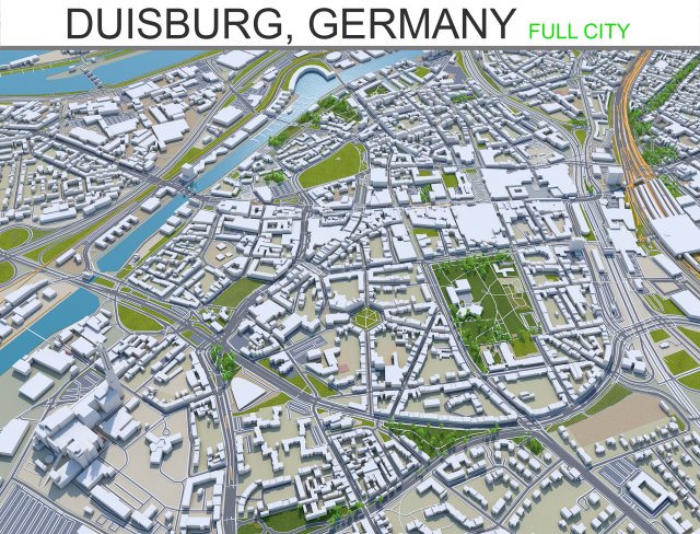 duisburg city germany 60km 3D Model .c4d .max .obj .3ds .fbx .stl .blend
