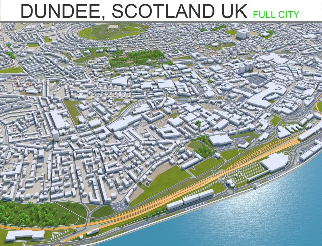 dundee city scotland uk 60km 3D Model .c4d .max .obj .3ds .fbx .stl .blend 
