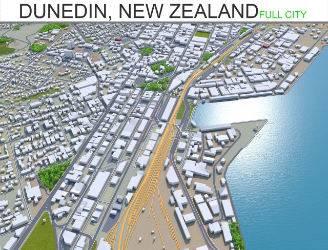 dunedin city new zealand 50km 3Dモデル .c4d .max .obj .3ds .fbx .stl .blend 