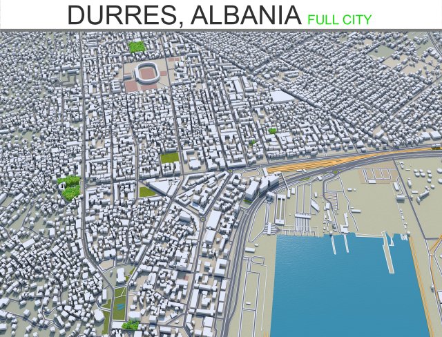 durres city albania 30km 3D Модель .c4d .max .obj .3ds .fbx .stl .blend