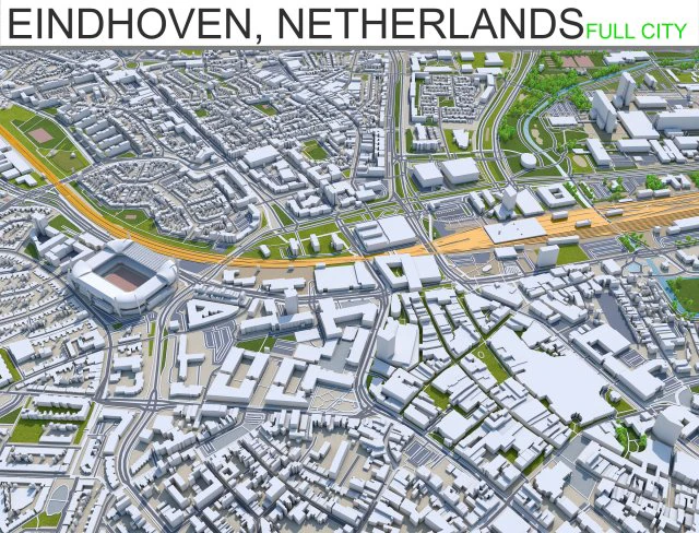 eindhoven city netherlands 30km 3D Model .c4d .max .obj .3ds .fbx .stl .blend 