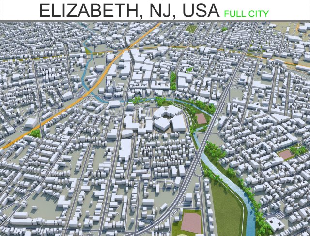 elizabeth city new jersey 20km Modello 3D .c4d .max .obj .3ds .fbx .stl .blend 