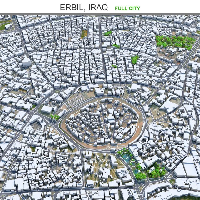 Erbil city iraq 30km 3D Model .c4d .max .obj .3ds .fbx .stl .blend 