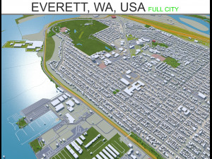 everett washington city usa 50km 3D Model
