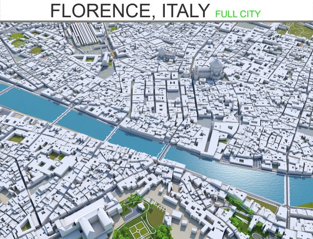 florence city italy 50km 3D Model .c4d .max .obj .3ds .fbx .stl .blend 