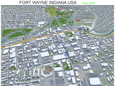 Fort wayne city united states 50km 3Dモデル