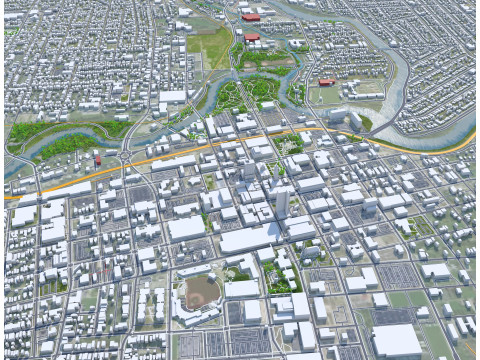 Fort wayne city united states 50km 3D मॉडल