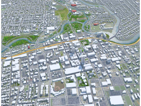 Fort wayne city united states 50km 3D Model