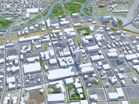 Fort wayne city united states 50km 3D मॉडल
