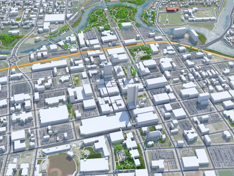 Fort wayne city united states 50km 3D Model