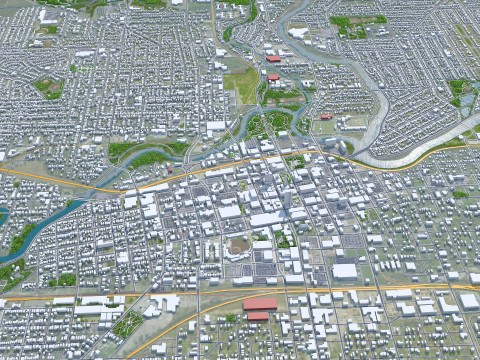 Fort wayne city united states 50km 3D मॉडल