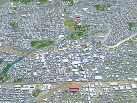Fort wayne city united states 50km 3D Model