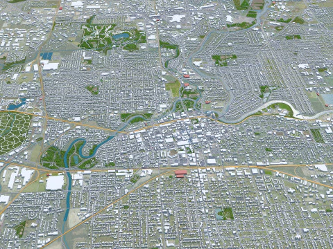 Fort wayne city united states 50km 3D Model