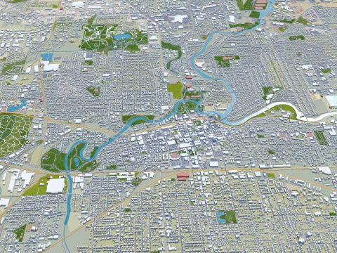 Fort wayne city united states 50km 3D Model