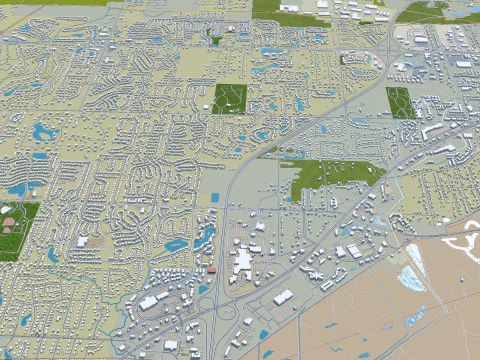Fort wayne city united states 50km 3D Model