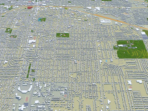 Fort wayne city united states 50km 3D Model