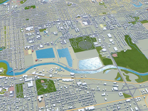 Fort wayne city united states 50km 3D Model