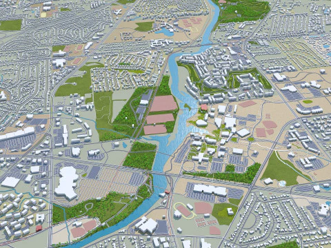 Fort wayne city united states 50km 3D Model