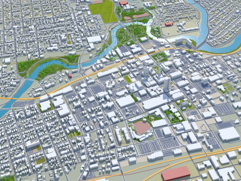 Fort wayne city united states 50km 3D मॉडल