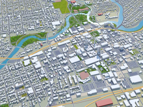 Fort wayne city united states 50km 3D Model