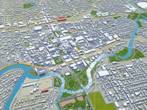 Fort wayne city united states 50km 3D मॉडल