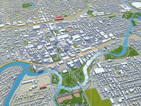 Fort wayne city united states 50km 3D Model