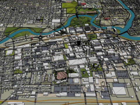 Fort wayne city united states 50km 3D Model