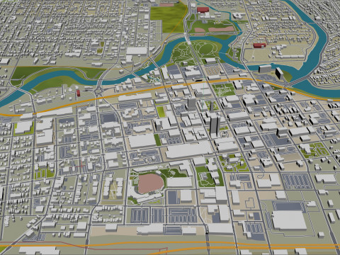 Fort wayne city united states 50km 3D मॉडल