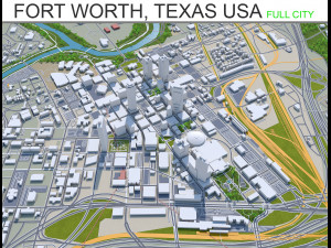 fort worth city texas 80km 3D 모델