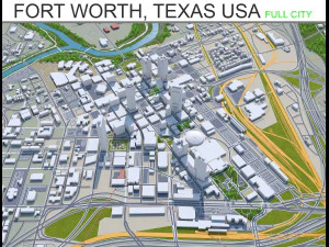 포트 워스 시티 텍사스 80km 3D 모델