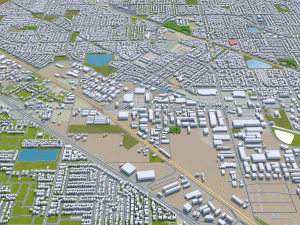 fresno city california 50km 3D Model