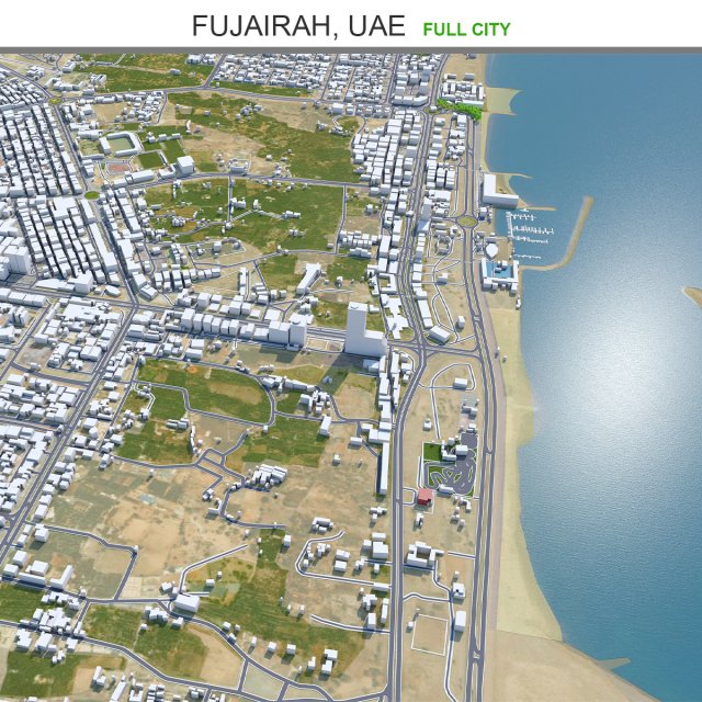 Fujairah city uae 20km 3D Модель .c4d .max .obj .3ds .fbx .stl .blend 