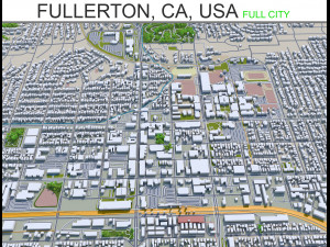 fullerton city california usa 20km 3D-Modell