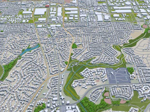 fullerton city california usa 20km 3D Model