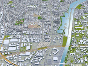 fullerton city california usa 20km 3D Model