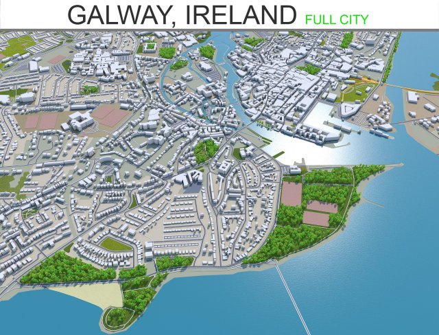 galway city republic of ireland 20km 3D Model .c4d .max .obj .3ds .fbx .stl .blend 