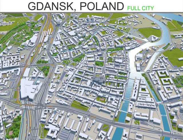 gdansk city poland 60km 3D Модель .c4d .max .obj .3ds .fbx .stl .blend 