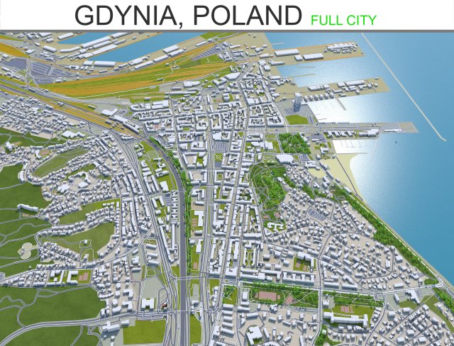gdynia city poland 40km 3D Model .c4d .max .obj .3ds .fbx .stl .blend 