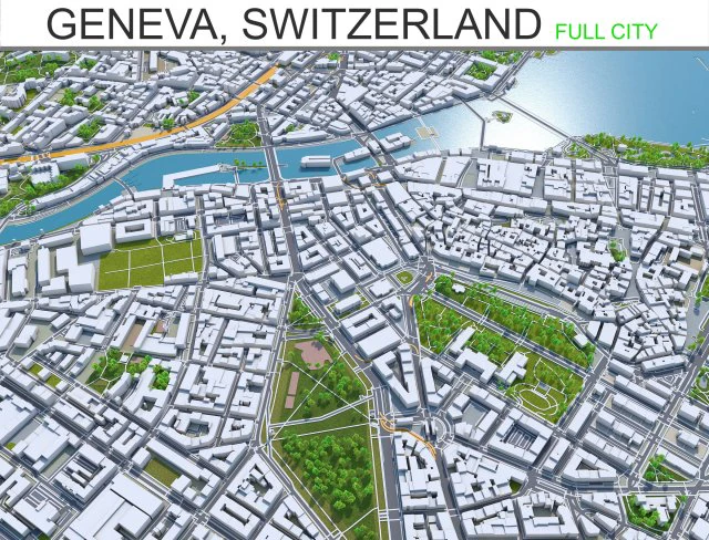 geneva city switzerland 20km 3D Model .c4d .max .obj .3ds .fbx .stl .blend 