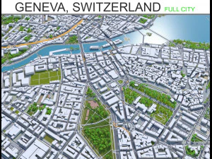 Cenevre Şehri İsvi&ccedil;re 20km 3D Model