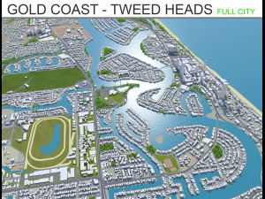 Gold coast tweed heads city australia 80km 3D Model