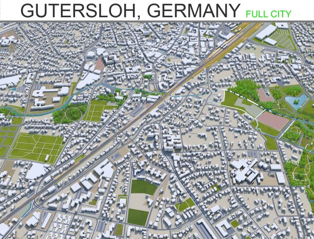 gutersloh city germany 30km Modello 3D .c4d .max .obj .3ds .fbx .stl .blend 