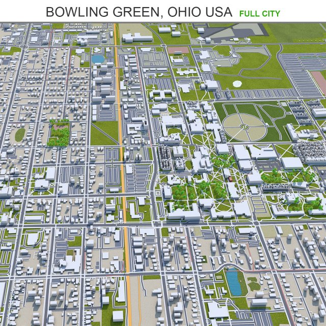 Bowling green ohio usa 20km 3D Model .c4d .max .obj .3ds .fbx .stl .blend 