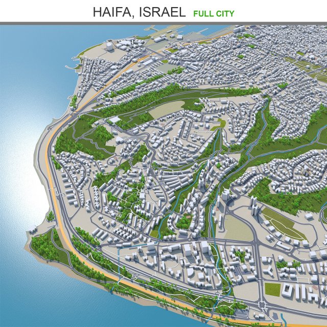 Haifa city israel 20km 3Dモデル .c4d .max .obj .3ds .fbx .stl .blend 
