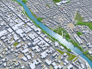 Hamilton city new zealand 30km 3D Model