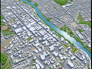 Hamilton city new zealand 30km 3D Model
